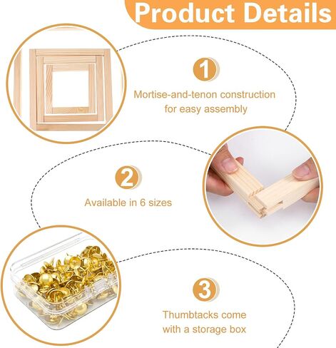 24pcs Needlepoint Stretcher Bars for Needlework,6 8 10 12 14 16 Inch 6 Sizes Wooden Canvas Stretcher Bars with 100 Thumb Tacks,Oil Painting Frame Set Needlepoint Embroidery Frame Set for Crafts in Kuwait