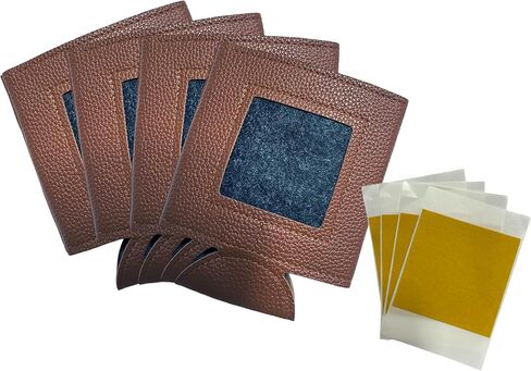 4PCS Self Finishing PU Leather Can Cozy for Needlepoint 2.36 x 2.36 Inch Canvas DIY Craft Accessory in Kuwait