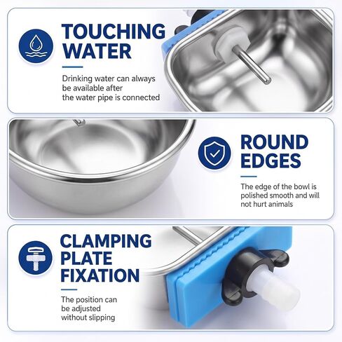 Potchen 10 Pack Rabbit Waterer Bowl, Stainless Steel Auto Chew Proof Cage in Kuwait