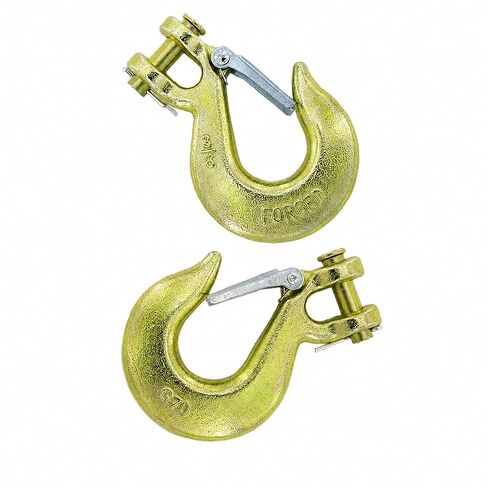 2 Packs Clevis Slip Hook with Safety Latch, XHMAXE 3/8 Inch Heavy Duty G70 Forged Steel for Trailer, Truck Transport Tow Chain Hook, Deck Hauler Receiver Hitches Trailer-18,000lbs Capacity in Kuwait