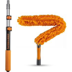 1.5-to-5 ft Flexible Fan Duster for Ceiling Fan with Extension Pole // Microfiber Ceiling Fan Blade Cleaner // Washable Fan Brush and Telescopic Pole // Best Flex-and-Stay Dusting Kit in Saudi Arabia