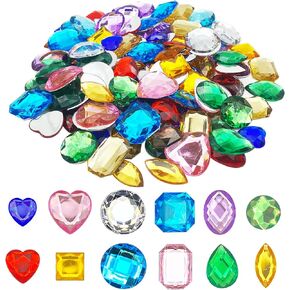 MUXGOA 120 Pcs 1" Rhinestone for Crafting,12 Different Shapes Assorted Colorful Jewels for Crafting Stick-On Gems for Crafts Party Decoration Accessories in Kuwait