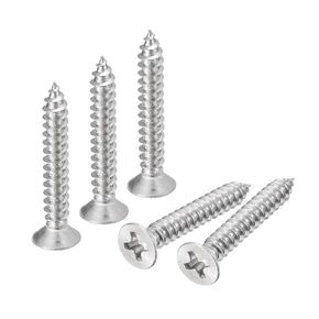 Uxcell #8x3/4 "مسامير الصفائح المعدنية ذات الرأس المسطح، 200 قطعة مسامير خشب فيليبس درايف 304 مسامير من الفولاذ المقاوم للصدأ ذاتية التنصت in Saudi Arabia