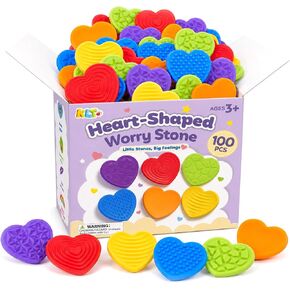 KLT Fidget Toys Bulk for Kids: 100pcs Heart Worry Stones - Quiet Classroom Appreciation Gifts for Students - Small Calming Sensory Toys - Stress Relief for Autism ADHD Kids - Thanksgiving Party Favors in Kuwait