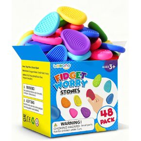 LESONG Fidget Toys Bulk for Kids: 48 Pack Textured Worry Stones in Kuwait