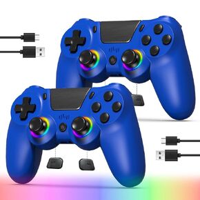 TJPD Wireless Controller for PS4, Wireless Remote Gamepad with Unique Cracked Design/8 Adjustable LED Colors/Programmable Back Buttons/Super Turbo/Dual Vibration, Widely Compatible with PS4/PC/iOS in Kuwait
