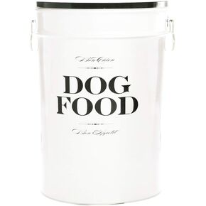 Harry Barker Bon Chien Dog Food Storage Canister – Large 11 gallon, Airtight Stainless Steel Pet Food Container, Stylish Kitchen Counter Dog Kibble Storage with Easy-Open Lid - White in Kuwait