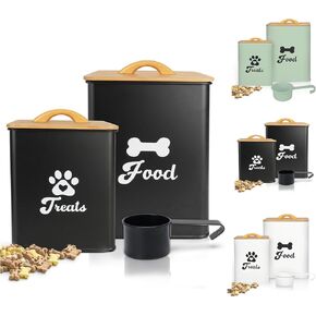 Dog Treat Container 2PCS, Dog Food Storage Container with Lids Airtight, Dog Treat Jars for Kitchen Counter-7+3Lbs, Small Dog and Cat Cookie Jar for Storage, Pet Treat Container (Upgraded) White in Kuwait