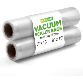 NutriChef Two 8" X10' 4 mil Commercial Grade Vacuum Sealer Food Storage Rolls | Create Your Own Size Bag, Brands, Clear in Kuwait