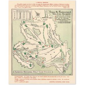 Vintage Augusta National Wall Art Course Map 1954 Golf Decor - Golf Poster Map Will Be Golf Wall Art for Your Office or Home - This Masters Golf Course 11x14 Print is a Great Gift for Golfers in Saudi Arabia