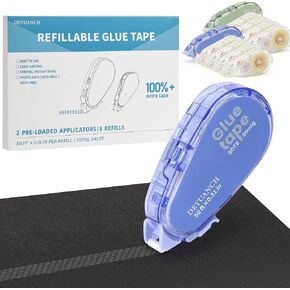 500 ft (167 yds) Extra-Long Refillable Glue Tape Set, 0.31 in Wide, 2 Preloaded Dispensers + 8 Extra Refills, Photo-Safe Acid-Free Scrapbook Tape for Scrapbooking, Crafts, Home & School in Kuwait