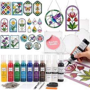 71Pcs Stained Glass Paint Kit for Adults Paint Your Own Window Ornaments in Kuwait