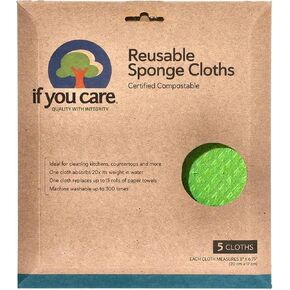 If You Care Sponge Cloths – 5 Count – 100% Natural Cleaning Rags for Kitchen, Bathroom, Home Countertop Surfaces – Absorbent, Reusable, Machine Washable, Compostable in Saudi Arabia