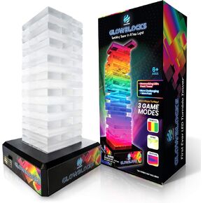 Glowsphere Glowblocks Light-Up Tumbling Tower Game, First Ever LED Building Blocks Stacking Game, Indoor Board Game for Kids and Adults for Family Game Night in Kuwait