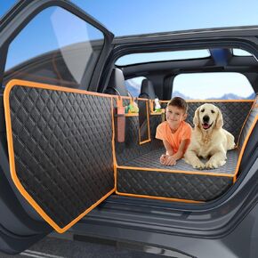 Twesync Dog Seat Cover for Back Seat, Hard Bottom Back Seat Extender, 100% Waterproof & Machine Washable, 600D Heavy Duty, Supports 400lbs for Travel & Camping, Dog Back Seat Pet Cover for Cars in Kuwait
