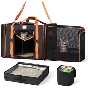 pidipiti 24x19x19 X-Large Expandable cat car Travel Carrier with Litter Box in Kuwait