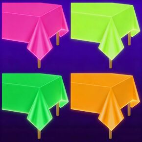 4 Pcs Glow in The Dark Table Cloths, Neon Tablecloths for Parties Neon Birthday Party Decorations, 51 X 86 Inches in Saudi Arabia