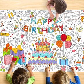 Fairy Coloring Tablecloth for Kids, Giant Coloring Poster 30x72 Inch with Fairies, Mushroom Castles, Perfect for Birthday Kids Activities, Princess Theme Party, Party Decoration Supplies in Kuwait