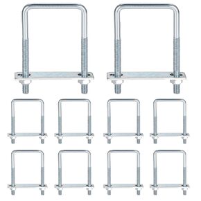 10 Pack Square U-Bolts, Carbon Steel U Clamps, Inner Size 2⅜ "W x 3½ " L Boat Trailer Ubolts, Fit Pipe 2⅜ inches(60mm), Silver in Saudi Arabia