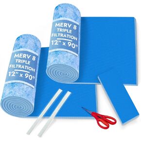 Cut to Size Floor Vent Air Filters for home - MERV 8 Electrostatic Cut to Fit Air Filter Roll & Adhesive Hook Tape (50+ Filters) (12" x 90" Triple Filtration) in Saudi Arabia