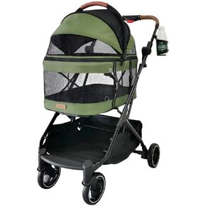 ROODO 2026 Upgraded Version 3-in-1 Dog Cat Stroller with Detachable Carrier Folding Lightweight Portable Travel Pet Gear All-Terrain Puppy Doggie Kitty Bunny Stroller for 35 lbs (Green) in Kuwait