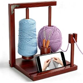 Wooden Yarn Holder for Crocheting, Double Magnetic Spindles Yarn Spinner in Kuwait