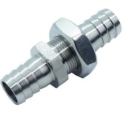2 pcs 1/4" Barbed Brass Hose Barb Bulkhead Fitting Thru-Bulk Through-wall fitting Panel mount couplings for Water Fuel Air in Saudi Arabia