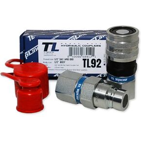 TL92 1/2" SAE(ORB) Thread Flat Face Quick Connect Hydraulic Coupler 1/2" body size Bobcat Skid Steer Coupling with Dust Caps in Saudi Arabia