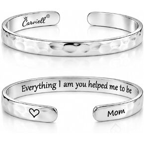 Carviell Bracelets for Women – 100+ Meaningful Engraved Messages – Solid 316L Surgical Stainless Steel Cuff Bracelet – Gift Ready in Saudi Arabia