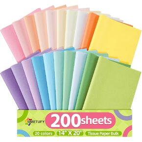 Simetufy 200 Sheets 14"x20" Tissue Paper for Gift Bags, 20 Pastel Colors in Kuwait