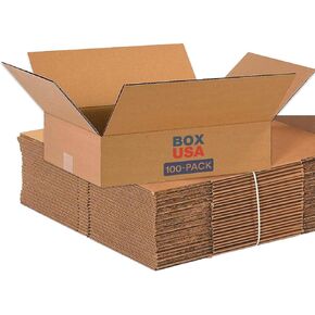 BOX USA 16 x 12 x 4 Corrugated Cardboard Boxes, Flat 16"L x 12"W x 4"H, Pack of 100 | Shipping, Packaging, Moving, Storage Box for Home or Business, Strong Wholesale Bulk Boxes in Saudi Arabia