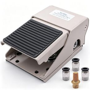 Twidec/Pneumatic Foot Pedal Valve Kit 1/4" NPT 4 Way 2 Position Threaded Rubber Nonslip Pressure Control Foot Switch With Silencer and 3Pcs 6mm Pneumatic Fittings FV-420-PC6-X in Saudi Arabia