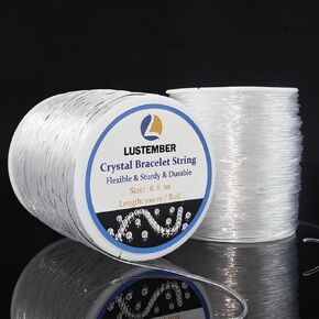 LUSTEMBER 1 mm Stretchy Bracelet String, 2 Rolls Durable Elastic String, Clear Bead Cord for Bracelets, Necklaces, Beading, and Jewelry Making (200 m) in Kuwait