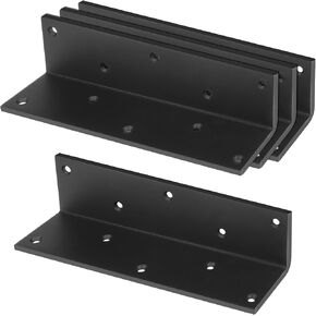 4 PCS Steel L Right Angle Bracket 7 7/8" x 2" Metal Joint, Countersink, Thickness 2.9mm, Max Load 260LB, Corner Brace for Wood Shelves, Furniture, Cabinet(Black), Screws not Included in Saudi Arabia