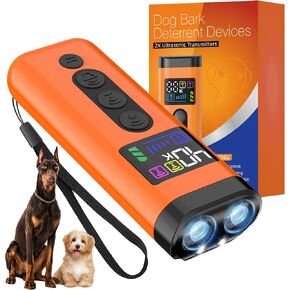 Dog Bark Deterrent Device, 65 FT Range,3X Ultrasonic Bark Deterrent Device & Ultrasonic Dog Trainer - Anti-Barking Device with Color Display, Safe & Effective Alternative to Bark Collars - Orange in Kuwait