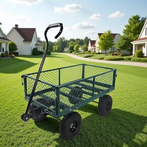 Steel Garden Cart, Heavy Duty Utility Wagon 500 LBS Capacity Carts with Removable Mesh Sides to Convert into Flatbed, Wagon Cart for Lawn Camping Farm Yard Garden in Kuwait