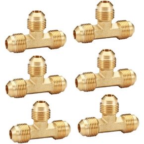 HQMPC Flare Fitting Brass Tube Tee 1/2" Flare Fitting Gas Tee 2Pcs in Kuwait