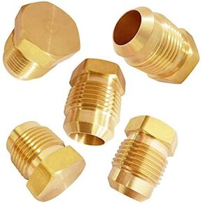 5PCS Brass Flared Plug 3/8" Tube OD, SAE 45 Degree Flare Tube Fitting Brass Seal Plug Hex Flare Plug in Saudi Arabia