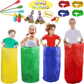 28PCS Potato Sack Race Bags, Egg and Spoon Race,Carnival Games 3-Legged Relay Race Bands, Outdoor Games for Kids and Adults (with Game Prizes & Whistles), Outside Yard Lawn Birthday Party Games in Kuwait