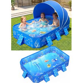 Foldable Kiddie Pool with Canopy Toddler Swimming Pool 53*40*33IN in Kuwait