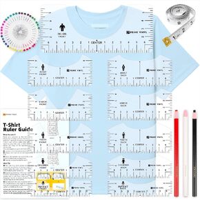 17Pcs Tshirt Ruler Guide for Vinyl Alignment, Prime Vinyl Tshirt Ruler for Cutting Machine Heat Press HTV Vinyl Center Designs, Craft Sewing Supplies and Accessories in Kuwait