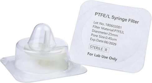 Sterile Syringe Filter PTFE Hydrophilic Filtration 0.45um Pore Size, 25mm Membrane Diameter Sterile PTFE Membrane Individually Packed 20/pk by Labfil in Kuwait