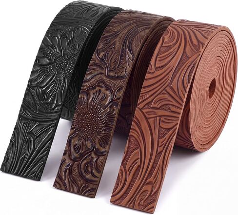 Eccliy 3Pack Wide Embossed Faux Leather Straps for Craft, Earthy, 1 Inch in Kuwait