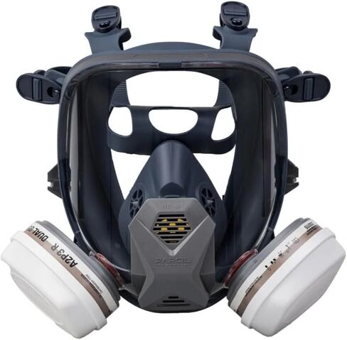 PD-100 Full Face Organic Vapor & Particulate Respirator - Dual Activated Charcoal Filtration - Full Face Eye Protection Mask in Kuwait