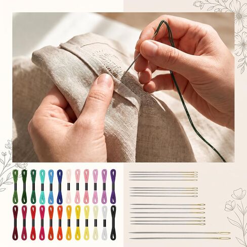 24 Skeins Sashiko Thread, 16 Pcs Sashiko Needles in Kuwait