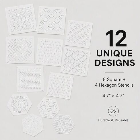 Yikorqu 53 Pcs Sashiko Thread Kit with 12 Embroidery Pattern Templates, Sashiko Needles, 24-Color Sewing Threads, 2 Thimbles, Scissors, Needle Threader, 4 Needle Sizes for Beginners in Kuwait