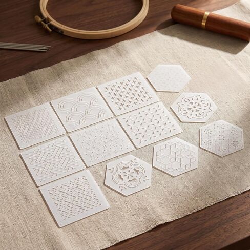 Yikorqu 53 Pcs Sashiko Thread Kit with 12 Embroidery Pattern Templates, Sashiko Needles, 24-Color Sewing Threads, 2 Thimbles, Scissors, Needle Threader, 4 Needle Sizes for Beginners in Kuwait