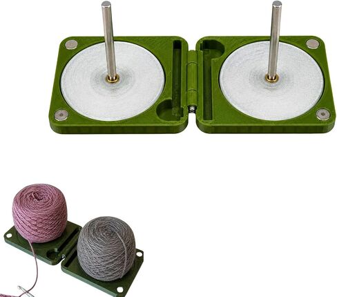 Portable Yarn Holder for Crochet and Knitting, Foldable 3D Printed Yarn Spinner Travel Case with Spindle, Compact Yarn Organizer for Yarn (Double Spindle/Olive Green) in Kuwait