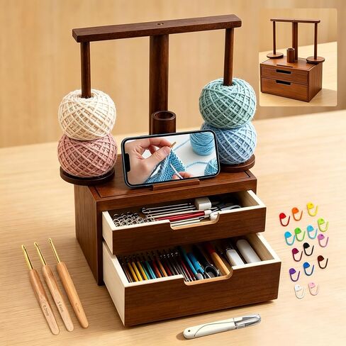 SPOKKI Magnetic Yarn Holder for Crocheting with 2-Layer Storage in Saudi Arabia