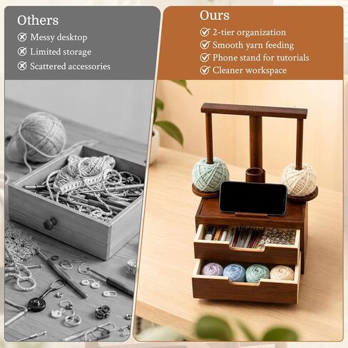 SPOKKI Magnetic Yarn Holder for Crocheting with 2-Layer Storage in Saudi Arabia